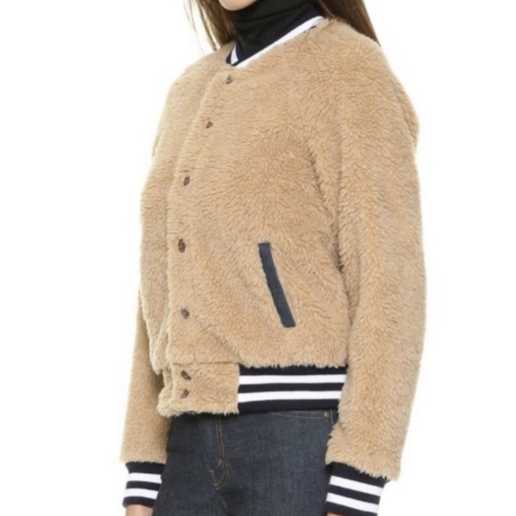 MOTHER fleece snap front letterman jacket L - Picture 2 of 11